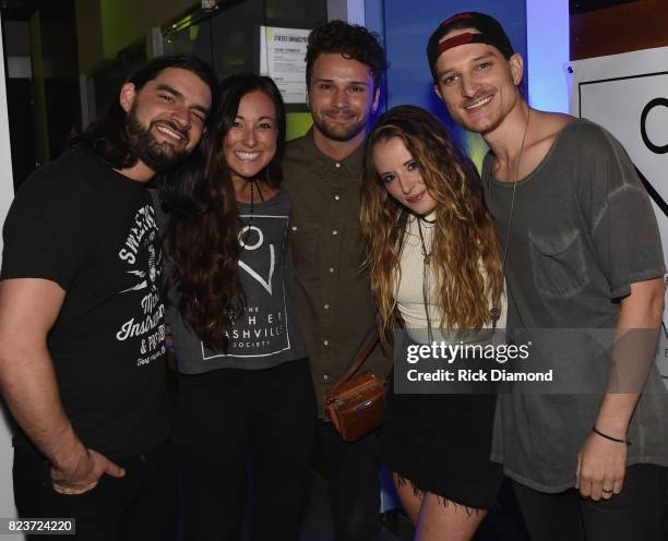 Davis Naish, Co-Founder Ally Venable, Joel Crouse, Emily Hackett, and Mikey Reeves attend The Other Nashville Society Launch Party on July 27, 2017...