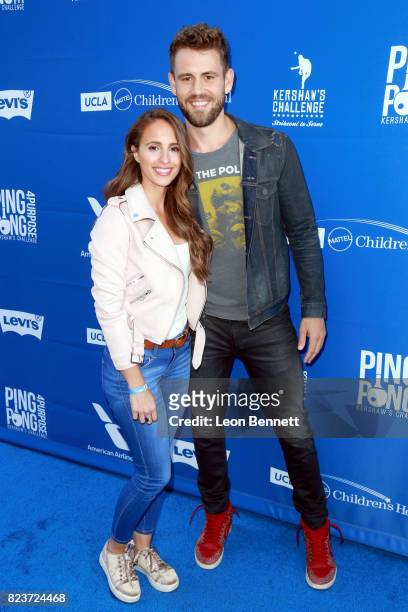 Vanessa Grimaldi and Nick Viall at Clayton Kershaw's 5th Annual Ping Pong 4 Purpose Celebrity Tournament at Dodger Stadium on July 27, 2017 in Los...
