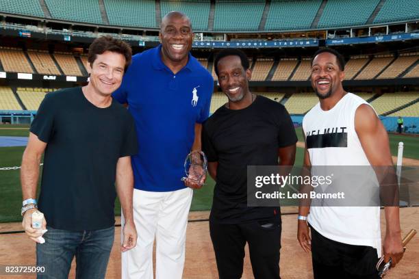 Jason Bateman, Magic Johnson, Shawn Stockman, and Jaleel White at Clayton Kershaw's 5th Annual Ping Pong 4 Purpose Celebrity Tournament at Dodger...