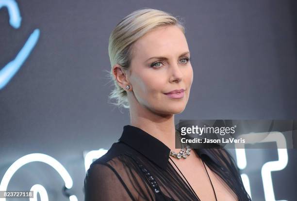 Actress Charlize Theron attends the premiere of "Atomic Blonde" at The Theatre at Ace Hotel on July 24, 2017 in Los Angeles, California.