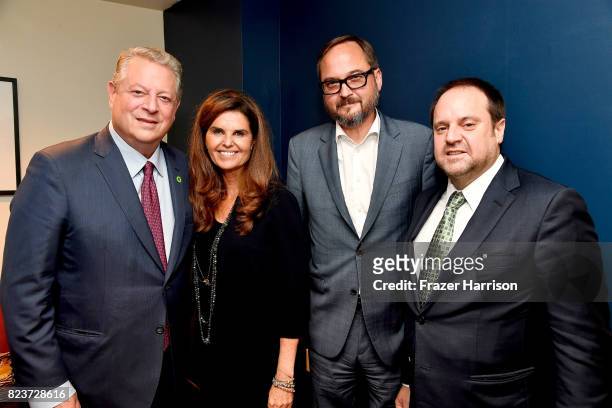Former Vice President Al Gore, Moderator Maria Shriver and Producers Richard Berge and Jeff Skoll attend a special screening Q&A of 'An Inconvenient...