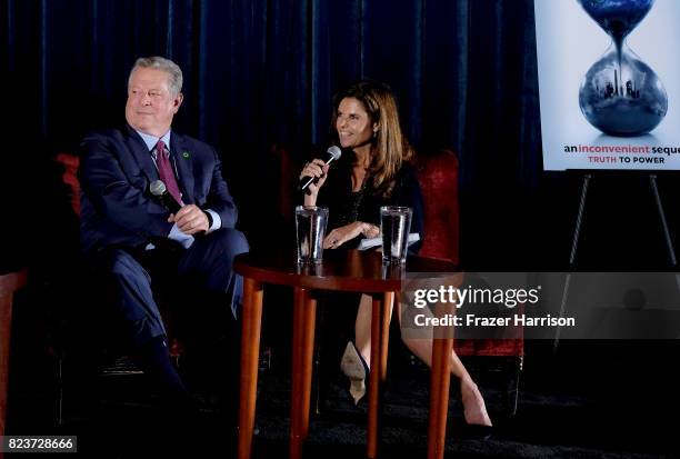 Former Vice President Al Gore and Moderator Maria Shriver attend a special screening Q&A of 'An Inconvenient Sequel: Truth to Power' at The Cinerama...