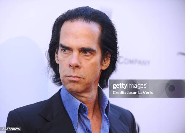 Musician Nick Cave attends the premiere of "Wind River" at The Theatre at Ace Hotel on July 26, 2017 in Los Angeles, California.