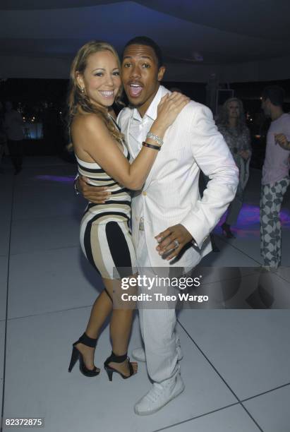 Mariah Carey and Nick Cannon attend L A Reid's Hamptons Party on August 9, 2008 at his house in Sagaponack, New York.