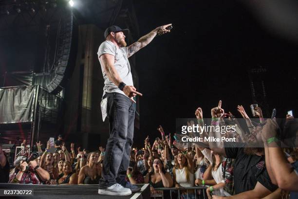 Brantley Gilbert performs during The Devil Don't Sleep Tour at Northwell Health at Jones Beach Theater on July 27, 2017 in Wantagh, New York.
