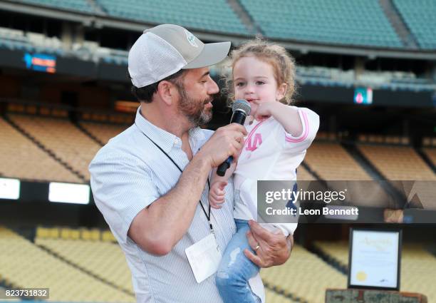 Jimmy Kimmel and Jane Kimmel at Clayton Kershaw's 5th Annual Ping Pong 4 Purpose Celebrity Tournament at Dodger Stadium on July 27, 2017 in Los...