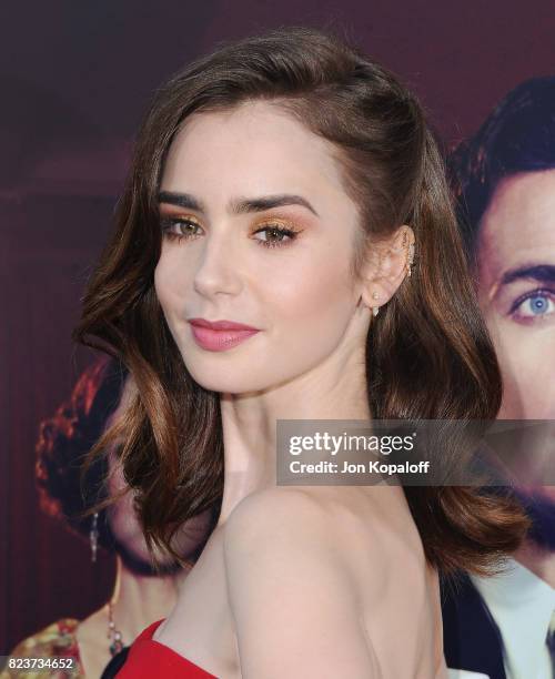 Actress Lily Collins arrives at the Premiere Of Amazon Studios' "The Last Tycoon" at the Harmony Gold Preview House and Theater on July 27, 2017 in...