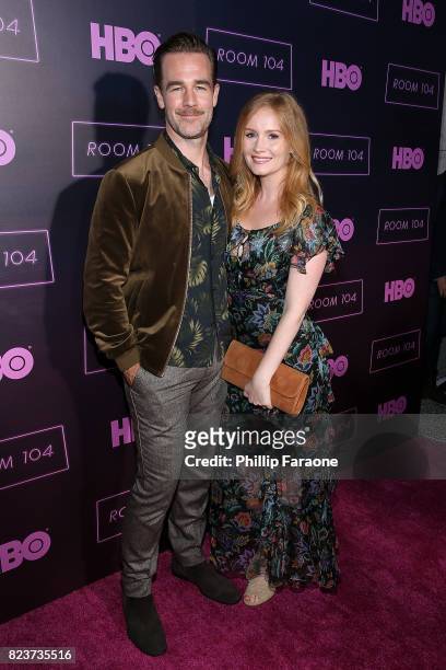 James Van Der Beek and Kimberly Van Der Beek attend the premiere of HBO's "Room 104" at Hollywood Forever on July 27, 2017 in Hollywood, California.