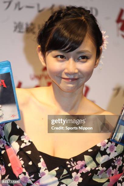 Personality Anri Sugihara attends Universal 'Scream' horror movies series PR event on August 14, 2015 in Tokyo, Japan.