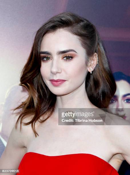 Lily Collins attends the premiere of Amazon Studios 'The Last Tycoon' at the Harmony Gold Preview House and Theater on July 27, 2017 in Hollywood,...