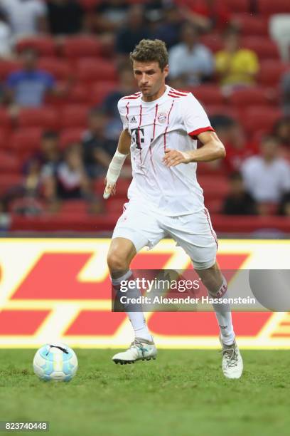 Thomas Mueller of Bayern Muenchen runs with the ball during the International Champions Cup 2017 match between Bayern Muenchen and Inter Milan at...