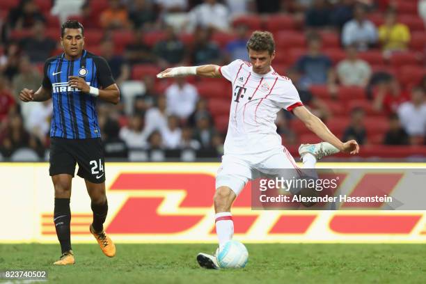 Thomas Mueller of Bayern Muenchen runs with the ball during the International Champions Cup 2017 match between Bayern Muenchen and Inter Milan at...
