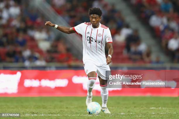 David Alaba of Bayern Muenchen runs with the ball during the International Champions Cup 2017 match between Bayern Muenchen and Inter Milan at...