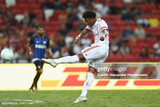 David Alaba of Bayern Muenchen runs with the ball during the International Champions Cup 2017 match between Bayern Muenchen and Inter Milan at...