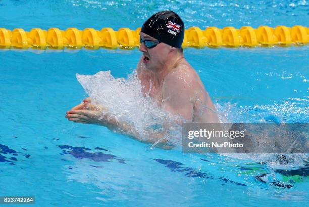 Ross Murdoch of Great Britain competes during the Men's 200m Breaststroke semi final on day fourteen of the Budapest 2017 FINA World Championships on...