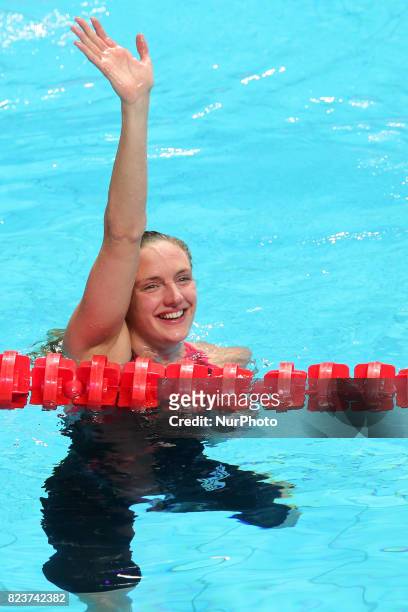 Katinka Hosszu of Hungary wins medalist bronze at the women's 200m butterfly final at the FINA World Championships 2017 in Budapest, Hungary, 27 July...