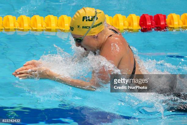 Taylor Mckeown competes in the women's 200m breaststroke semifinal at the 17th FINA World Championships in Budapest.