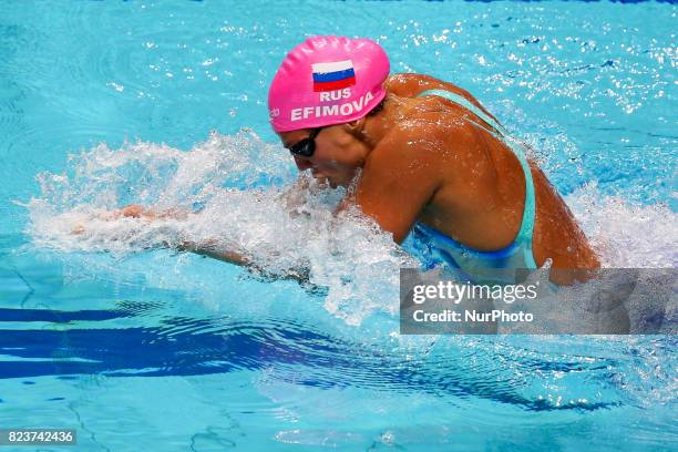 Yuliya Efimova , competes in the women's 200m breaststroke semifinal at the 17th FINA World Championships in Budapest.