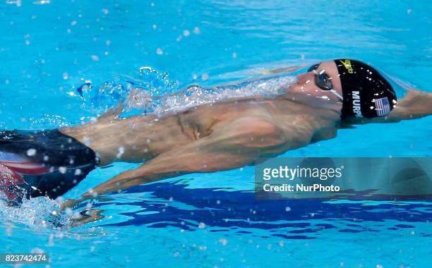 Ryan Murphy competes in the men's 200m backstroke final at the 17th FINA World Championships in Budapest.