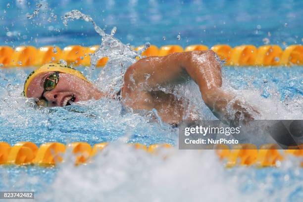 Bronte Campbell competes during the Women's 100m Freestyle Heats on day fourteen of the Budapest 2017 FINA World Championships on July 27, 2017 in...