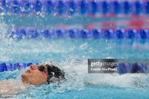 Poland's Radoslaw Kawecki competing in a men's 200m backstroke heat during the swimming competition at the 2017 FINA World Championships in Budapest,...