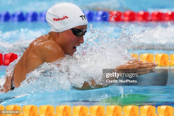 Denmark's Rikke Pedersen competes in a women's 200m breaststroke semi-final during the swimming competition at the 2017 FINA World Championships in...