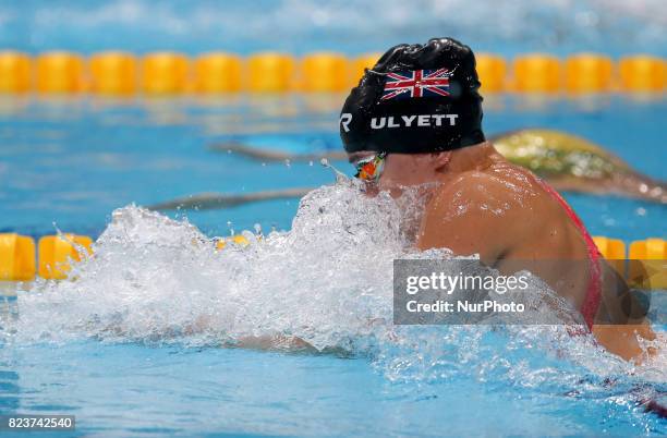 Jocelyn Kate Ulyett competes in a women's 200m breaststroke semi-final during the swimming competition at the 2017 FINA World Championships in...