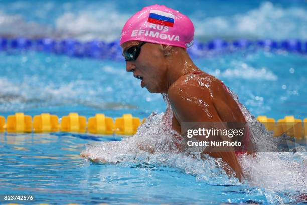 Yuliya Efimova ,competes in the women's 200m breaststroke semifinal at the 17th FINA World Championships in Budapest.