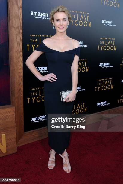 Actress Dominique McElligott attends the premiere of Amazon Studios' 'The Last Tycoon' at the Harmony Gold Preview House and Theater on July 27, 2017...