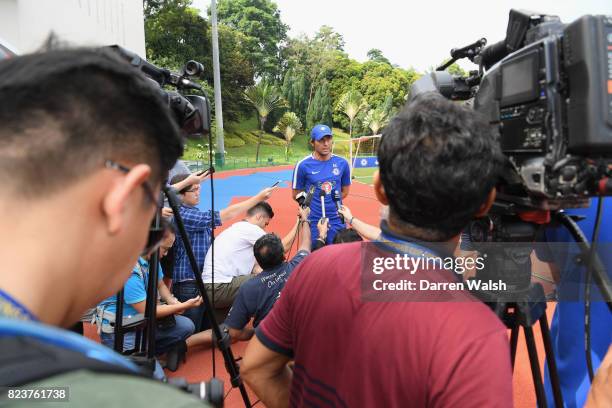 Antonio Conte of Chelsea during a a press conference before a training session at Singapore American School on July 28, 2017 in Singapore.