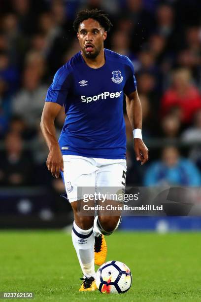 Ashley Williams of Everton in action during the UEFA Europa League Third Qualifying Round First Leg match between Everton and MFK Ruzomberok at...