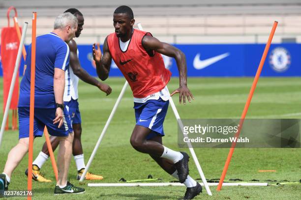 Antonio Rudiger of Chelsea during a training session at Singapore American School on July 28, 2017 in Singapore.