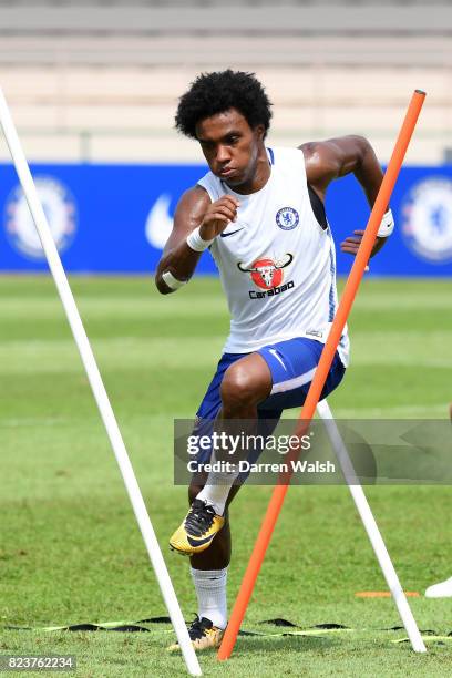 Willian of Chelsea during a training session at Singapore American School on July 28, 2017 in Singapore.