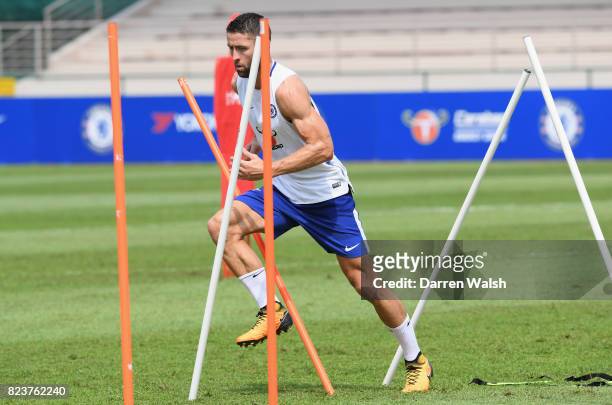 Gary Cahill of Chelsea during a training session at Singapore American School on July 28, 2017 in Singapore.