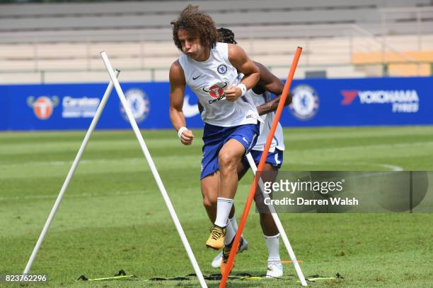 David Luiz of Chelsea during a training session at Singapore American School on July 28, 2017 in Singapore.