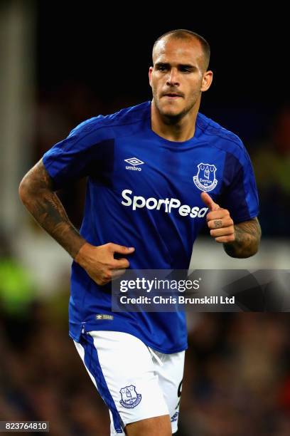 Sandro Ramirez of Everton in action during the UEFA Europa League Third Qualifying Round First Leg match between Everton and MFK Ruzomberok at...