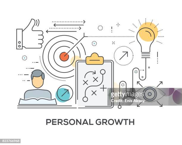 personal growth concept with icons - learning objectives stock illustrations