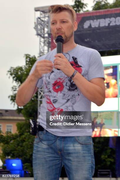 Festival organisato Alex Barendregt welcomes the painters and models at the World Bodypainting Festival 2017 on July 27, 2017 in Poertschach am...