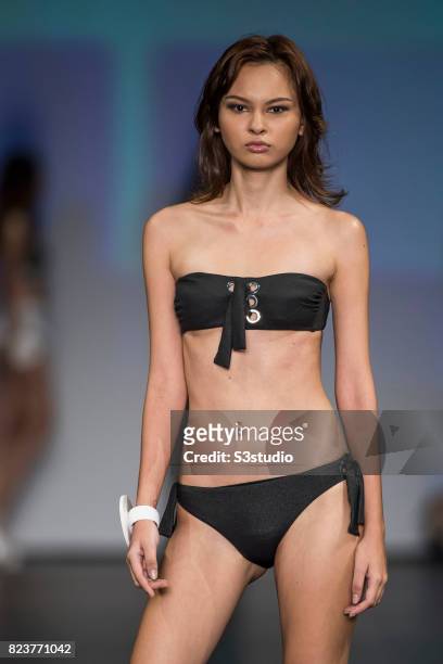 Model competes at International Fashion Supermodel Competition on the Day 4 of the CentreStage Hong Kong 2016 at Hong Kong Convention and Exhibition...