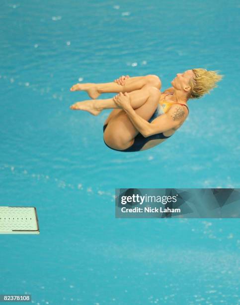 Ditte Kotzian of Germany competes in the Women's 3m springboard semifinal held at the National Aquatics Centre during Day 8 of the Beijing 2008...