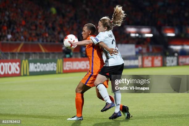 Shanice van de Sanden of Holland Women, Davina Philtjens of Belgium women during the UEFA WEURO 2017 Group A group stage match between Belgium and...