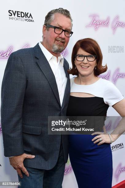 Chris Haston and actor Kate Flannery attend the Los Angeles Premiere of "Ingrid Goes West" presented by SVEDKA Vodka and Avenue Los Angeles at...