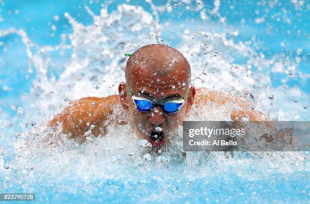 Laszlo Cseh of Hungary competes during the Men's 100m Butterfly heats on day fifteen of the Budapest 2017 FINA World Championships on July 28, 2017...