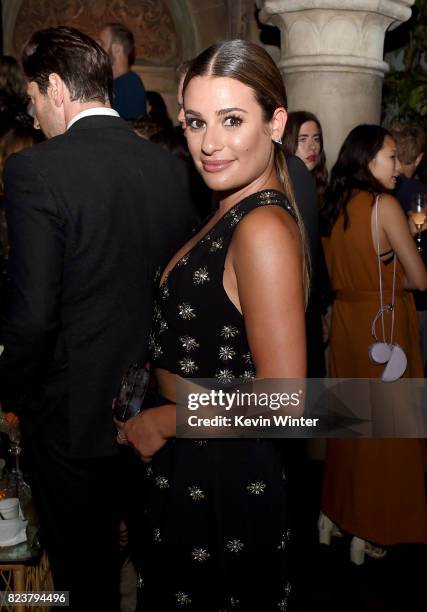 Actress Lea Michele poses at the after party for the premiere of Amazon Studios' "The Last Tycoon" at the Chateau Marmont in West Hollywood,...