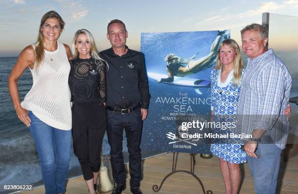 Gabrielle Reece, Farrah Smith, David Hence, Rowena and Bill Patterson attend "The Awakening Sea" Launch Party By Rowena Patterson on July 27, 2017 in...