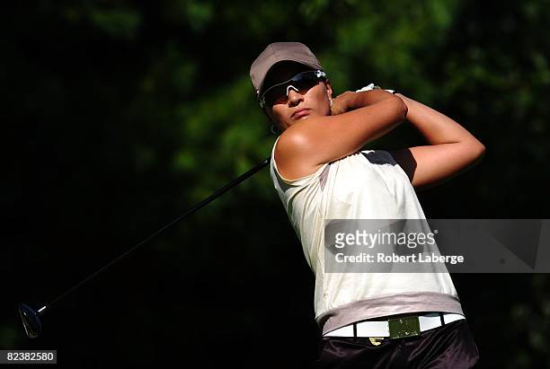 Se Ri Pak of South Korea makes a tee shot on the ninth hole during the third round of the CN Canadian Women's Open at the Ottawa Hunt and Golf Club...