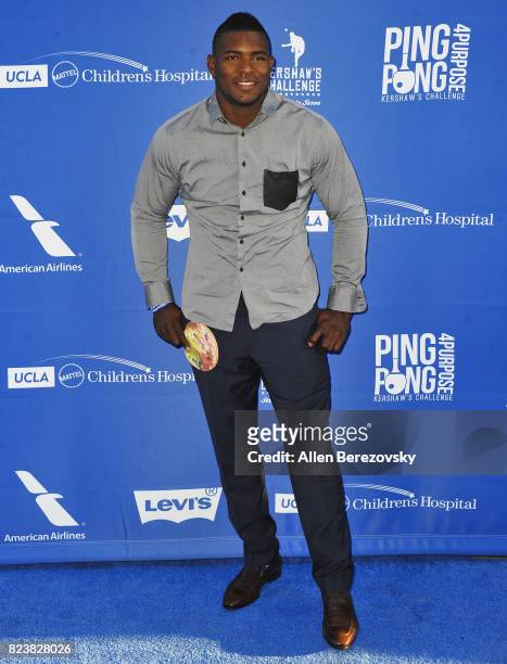 Dodgers baseball player Yasiel Puig attends the 5th Annual Ping Pong 4 Purpose on July 27, 2017 in Los Angeles, California.