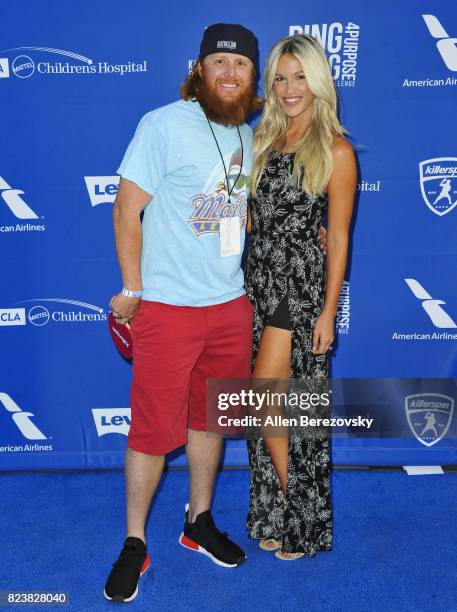 Dodgers baseball player Justin Turner and guest attend the 5th Annual Ping Pong 4 Purpose on July 27, 2017 in Los Angeles, California.