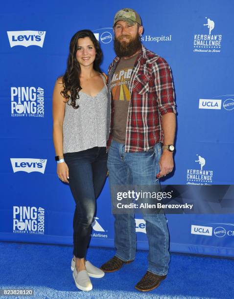 Dodgers baseball player Josh Fields and Brittney Fields attend the 5th Annual Ping Pong 4 Purpose on July 27, 2017 in Los Angeles, California.