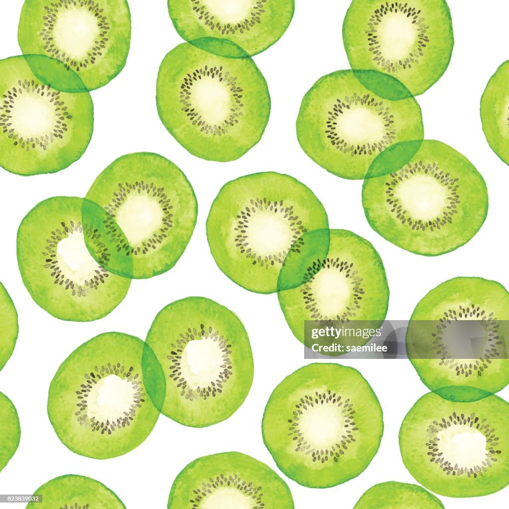 Modèle de Kiwi vert aquarelle